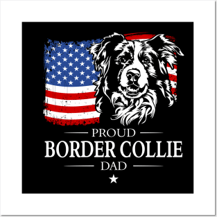 Proud Border Collie Dad American Flag patriotic dog Posters and Art